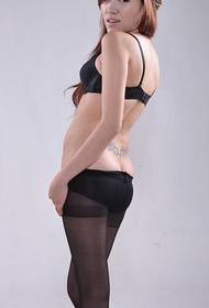 beauty black corset VS black silk charm hot pants provoke tattoo pictures