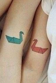 couple tattoo pattern: arm paper crane couple tattoo pattern