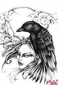 beauty crow black and white tattoo manuscript picture 119322 - beauty and skull fashion tattoo manuscript picture