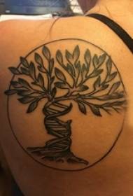 tatuagem de ombro traseiro menina costas ombro imagem de tatuagem de árvore preta