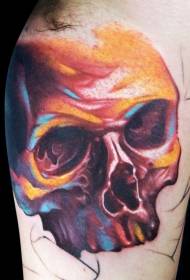 Watercolor skull tattoo pattern on the arm