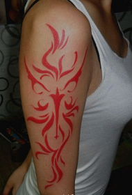 Female beautiful looking arm totem tattoo pattern