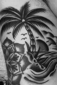 Minimalistic design of black island arm tattoo pattern