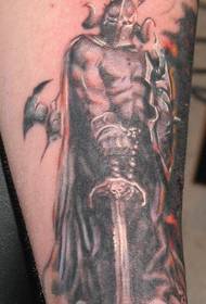 Arm black and white dark warrior tattoo picture