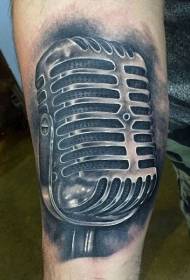 Very realistic black and white realistic microphone arm tattoo pattern