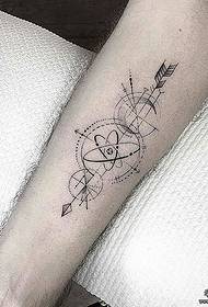 Armpunktssticklinje geometriska pil tatuering mönster
