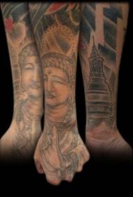 Arm religious style Buddha tattoo pattern
