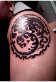 Tribal dragon combination yin and yang gossip tattoo pattern
