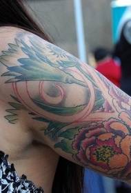 Big arm beautiful painted various floral tattoo patterns