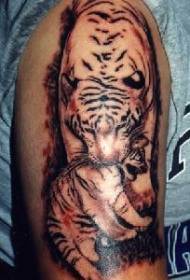Tiger and cub big arm tattoo pattern