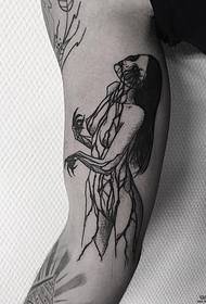 Iso käsivarsikuolema tyttö persoonallisuus kynä piirtämällä viiva tatuointi malli