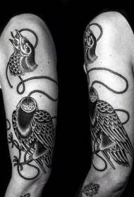 Arm fun black and white rope and broken eagle tattoo pattern