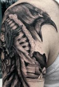Arm old school school black black eagle tattoo pattern
