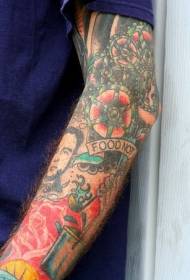 Kolorowy wzór tatuażu na ramieniu i męski awatar