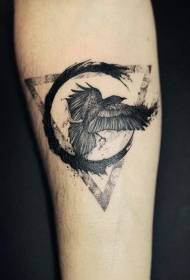 Mysterious half geometry with crow arm tattoo patroon