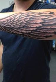 Arm black feather wings tattoo pattern