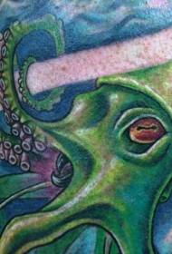 Divertido patrón de tatuaje de brazo de calamar verde