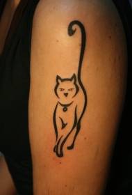 Minimalistische zwarte kat arm tattoo patroon