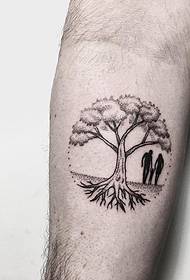 Küçük kol noktası diken manzara ağaç karakter dövme deseni