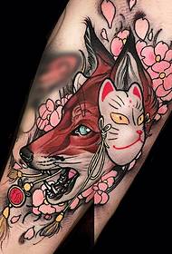 Small arm painted stamen mask fox tattoo pattern