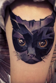 Girl arm cat head tattoo pattern