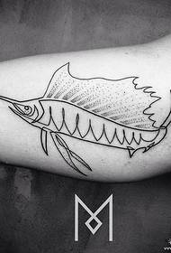 Minimalistički uzorak tetovaža tuna od velike ruke