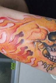Flame skull painted arm tattoo pattern