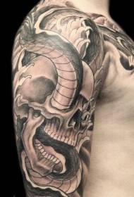 Snake and black gray tattoo pattern on the big arm