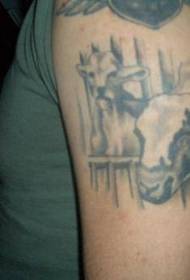 Realistic bull tattoo on the arm