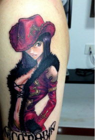 Patrón de tatuaje de dibujos animados de brazo pirata rey Nicole Robin