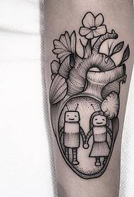 Small arm European and American stinging heart flower cartoon villain tattoo pattern