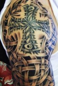 Big arm weaving cross and celtic knot tattoo pattern