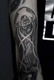 Egyszerű és gyönyörű fekete medúza kar tetoválás minta