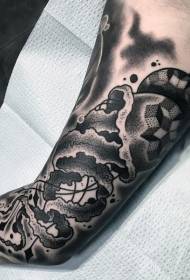 Good-looking black and white puncture jellyfish tattoo pattern