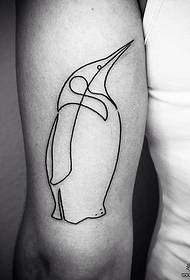 Girls big arm minimalist line penguin tattoo pattern