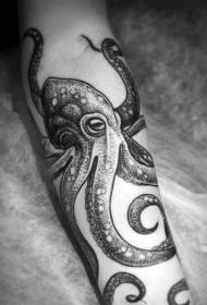 Χαριτωμένο μαύρο και άσπρο μοτίβο τατουάζ χταπόδι με τα χέρια