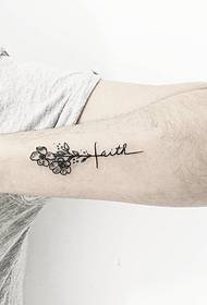 Liten arm lite friskt og enkelt tatoveringsmønster med blomsterbrev