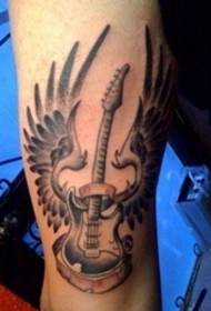 Black prick tattoo electric guitar tattoo angel wings female arm tattoo picture