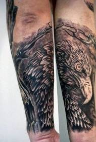 Ornate black and white eagle head tattoo pattern