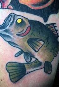 Modello di tatuaggio di braccio di pesce colorato semplice vecchia scuola