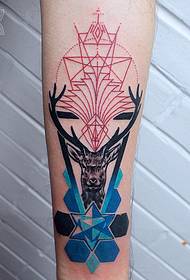 Small arm painted elk geometric tattoo pattern