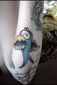 Motif de tatouage bras peint oiseau magnifique dessin animé