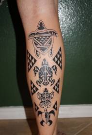 Polynesian totem turtle arm tattoo pattern