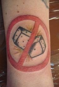 Forbidden to play dice logo arm tattoo pattern