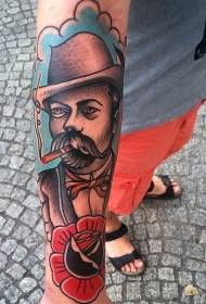 Al Schoul Faarf fëmmen Gentleman Arm Tattoo Muster