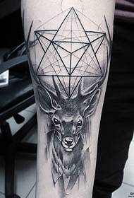 Artician deer deer geometric black gray tattoo pattern