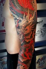 Ruka japanski stil zmaj u boji tetovaža uzorak