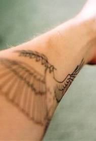 Black line of bird arm tattoo pattern