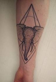 Arm on black elephant tattoo pricking technique geometric element tattoo picture