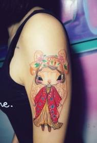 Cute doll tattoo pattern on beautiful woman arm